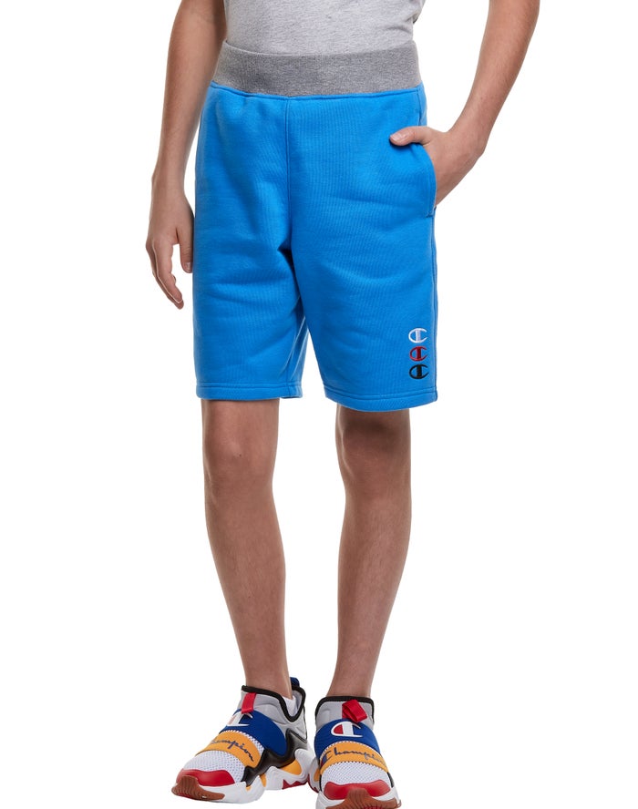 Champion Reverse Weave Fleece Triple Stacked Logos Korte Broek Jongens - Blauw - Belgie 5620RSBVI